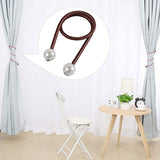 SYGA 2Pcs Curtain Tiebacks 46cm Curtain Clip Rope Holdbacks Classy Decorative Pearl Holder Buckles for Home Hotel Window Draperies Rope Ties Office Living Bedroom Decoration- Pack of 2, Brown