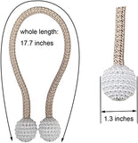 SYGA 2Pcs Magnetic Curtain Tiebacks Clip Rope Holdbacks Classy Decorative Pearl Holder Buckles for Home Hotel Window Draperies Rope Ties Office Living Bedroom Decoration- Simple Coffee