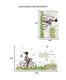 SYGA PVC Vinyl Bicycle Flower Girl and Butterfly Wall Sticker (Multicolour), Pack of 1