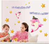 SYGA PVC Vinyl Wall Stickers for Living Room Self Adhesive Stickers (Rock Starry Dolphin) - Multi Color