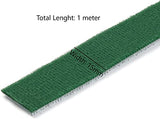 SYGA Nylon Double Sided Wellkro Tape, Hook and Lock Tape, Sew-on Power Wire Management Fastening Tape Cable Tie for Interlocking, Apparel, Home Textile, Industrial Use and More- 1mx 15mm (Green) 10Pcs