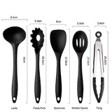 SYGA Silicone Kitchen Utensils Spoon Set, 10 Pieces Silicone Cooking & Baking Tool Sets Non-Toxic Hygienic Safety Heat Resistant_Black