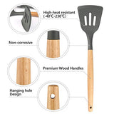 Syga Silicone Kitchen Spoon Utensil Set, 11 Piece (Grey)