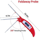SYGA Meat Thermometer, Digital Cooking Thermometer, Food Thermometer with High Accuracy, Instant Read Foldable Probe Thermometer for Kitchen Cooking, BBQ, Milk, Christmas - Red