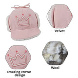 SYGA Toddler Boy's Girl's Winter Warm Trapper Hat Kids Crown Printed Earflap Hat, Free Size, Pink, Suitable for 2-7 Years