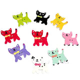 Syga 50 Pieces Cat 2 Holes Wooden Buttons Sewing DIY Craft Scrapbooking