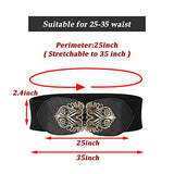 SYGA Women Cinch Belt, PU Leather Stretchy Waist Belt with Floral Metal Buckle, Retro Style, 25-35 Inch