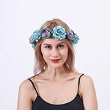 SYGA Women Rose Floral Crown Hair Wreath Leave Flower Headband with Adjustable Ribbon
