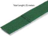 SYGA Nylon Double Sided WELLKRO Tape, Hook and Lock Tape, Sew-on Power Wire Management Fastening Tape Cable Tie for Interlocking, Apparel, Home Textile, Industrial Use and More- 25 m x 15 mm (Green)
