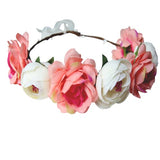 SYGA Women Rose Floral Crown Hair Wreath Leave Flower Headband with Adjustable Ribbon