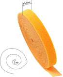 SYGA Nylon Double Sided Wellkro Tape, Hook and Lock Tape, Sew-on Power Wire Management Fastening Tape Cable Tie for Interlocking, Apparel, Home Textile, Industrial Use and More- 2 m x 15 mm (Yellow)