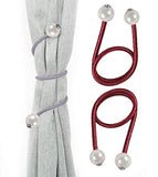 SYGA 2Pcs Curtain Tiebacks 46cm Curtain Clip Rope Holdbacks Classy Decorative Pearl Holder Buckles for Home Hotel Window Draperies Rope Ties Office Living Bedroom Decoration- Pack of 2, Red