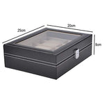 SYGA Wrist Watch Storage Box Display Case Organizer of Faux Leather Finish with Glass Window 10 Slot 25x20x8 cm