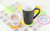 SYGA 5 Pcs Colorful Jelly Color Fruit Shape Coasters Creative Skid Insulation Silicone Gel Cup Mat Pad Hot Drink Holder
