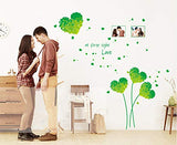 SYGA PVC Vinyl Heart Sticker at First Sight Love Wall Sticker (Green)