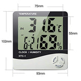 Syga Humidity Time Display Meter with Alarm Clock, Wall Mount or Table Top, Multicolour, White