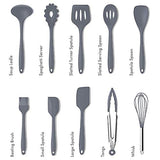 SYGA Silicone Kitchen Utensils Set, 10 Pieces Silicone Cooking & Baking Tool Sets Non-Toxic Hygienic Safety Heat Resistant (Grey)