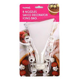 SYGA 8 Nozzles Sacco Pastry Cake Decorator Icing Bag (White)