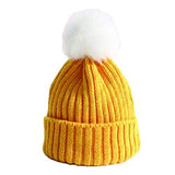 SYGA Baby Hats for Spring Winter, Woolen Pom Pom Plain Printed Caps for Kids Babies for 1-3 Years