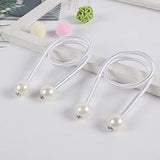 SYGA 2Pcs Curtain Tiebacks 46cm Curtain Clip Rope Holdbacks Classy Decorative Pearl Holder Buckles for Home Hotel Window Draperies Rope Ties Office Living Bedroom Decoration- Pack of 2, White