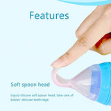 SYGA Baby Training Silicone Spoon Rice Cereal Squeeze Baby Bottle Spoon Safe Tableware Baby Feeding Tools_Blue
