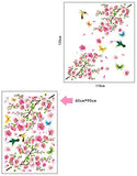 SYGA Peach Blossom Flowers Tree PVC Vinyl Wall Sticker (Multicolor)