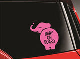 SYGA 'Baby On Board' Pink Elephant Car Stickers