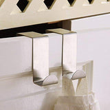 SYGA Set of 6 Over Door Rack Heavy Duty Reversible Brushed Stainless Steel Hook (5cmx2.5cm)