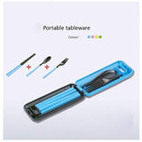 SYGA Travel Portable Cutlery Spoon Portable Camping Box Picnic Chopstick Set_Blue