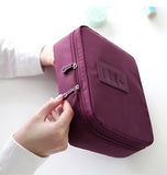 SYGA Travel Cosmetic Bag Plain Multifunction Portable Bag Cosmetic Makeup Pouch Case_WineRed