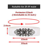 SYGA Women Leather Belt for Dress, PU Leather Stretchy Waist Belt with Abstract Metal Buckle, Retro Style, 25-35 Inch