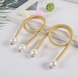 SYGA 2Pcs Curtain Tiebacks 46cm Curtain Clip Rope Holdbacks Classy Decorative Pearl Holder Buckles for Home Hotel Window Draperies Rope Ties Office Living Bedroom Decoration- Pack of 2, Golden