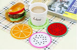 SYGA 5 Pcs Colorful Jelly Color Fruit Shape Coasters Creative Skid Insulation Silicone Gel Cup Mat Pad Hot Drink Holder