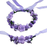 SYGA Flower Tiara and Bracelet Set Flower Headband and Flower Bracelet Bridesmaid Floral Hair Bands Floral Garland For Women Bride Wedding Vine Tiara Bridal Crown Hair Accessory - Purple