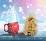 SYGA Winter Beanie Hat for Women Warm Thick Cotton Lining Knit Bobble Pom Pom Skull Cap Fleece Lined Warm Cap Outdoor Sports Hat for Ladies Women Girl Free Size