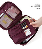 SYGA Travel Cosmetic Bag Plain Multifunction Portable Bag Cosmetic Makeup Pouch Case_WineRed