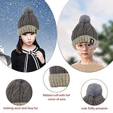 SYGA Winter Woolen Cap for Kids with Faux Fur Bobble Pom Pom and Braided Lining, Suitable for 5-13 Years