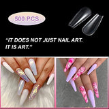 SYGA Tshape False Nails and Glue Bottle Professional Brush On Nail Tip Glue for Press On Nails Fake Nails Long Lasting Press On Nails for Women and Girls- Transparent, 500 pieces