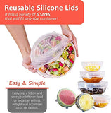 SYGA Air-Tight Silicone Stretch Lids, Reusable Silicone Lid Bowl Covers for food with Improved Grip Sealer with Platinum Food Grade Silicone, BPA free, 6 Pack of Various Sizes