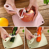 SYGA Ceramic Fruit Knife Sets Paring Knives Chopping Boards Fruits Peeler 3PCS Suits Kitchen Cooking Vegetable Ceramic Knife Tools_Green