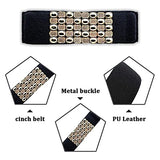SYGA Women PU Leather Belt Stretchy Waist Belt with Multiple Designs in Metal Buckle, Black - 25-35 Inch