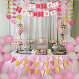 SYGA Pink Happy Birthday Banner with Heart Designs Decorative Party Photo Props Banner
