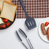 SYGA Silicone Kitchen Utensils Set, 10 Pieces Silicone Cooking & Baking Tool Sets Non-Toxic Hygienic Safety Heat Resistant (Grey)