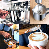 SYGA Milk Frother Jug Stainless Steel Milk Frothing Pitcher Coffee Cappuccino Latte Art Frothing Pitcher Barista Milk Jug Measuring Cup with Scale- Silver, 350ml