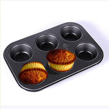 SYGA Muffin Cup Cake Tray for 6 Muffins Bakeware_Black