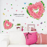 SYGA PVC Vinyl 'Pink Rose in Heart Shape' Sticker for Wall