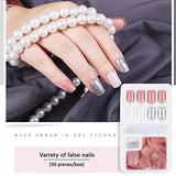 SYGA Press on Gel Nails 30 Pcs With Double Sided Jelly Adhesive Nail Glue Nail Filer, Fake Nails Long Lasting Press, Ready made Nails. (FakeNails-F635-27)
