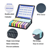 SYGA Colored Sticky Note Bundle Set, Mini Rectangular Notes and Index Flags Organizer, with Two Year Calendar. Black Leather Look Design Holder