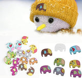 Syga 50 Pieces Elephant 2 Holes Wooden Buttons Sewing DIY Craft Scrapbooking