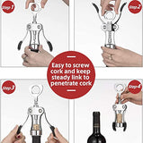 SYGA Wing Corkscrew Zinc Alloy Wine Opener with Non-Slip Silicone Handle Professional Multifunctional 2 in 1 Red Wine Beer Bottle Opener for Home Bars CAF?s Restaurants and More - Black, A30-1